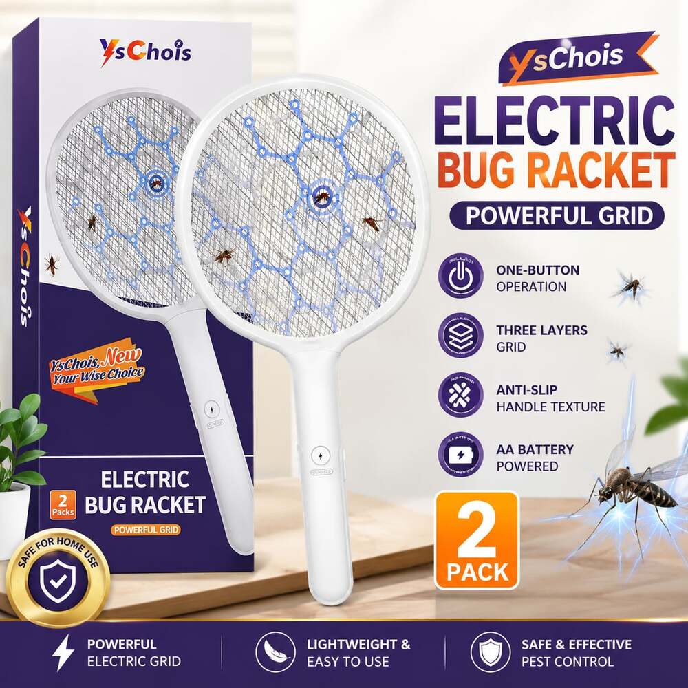 Electric Mosquito Swatter 2 Pack Bug Zapper Rackets Battery Powered